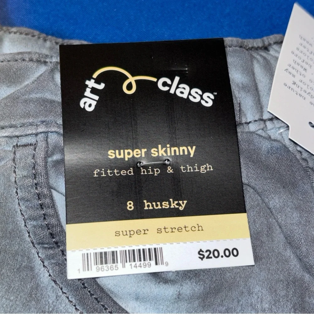 Jogger Fit Jeans Boys Faded distressed Stretch Gray Sz 8‎ Husky Art Class New